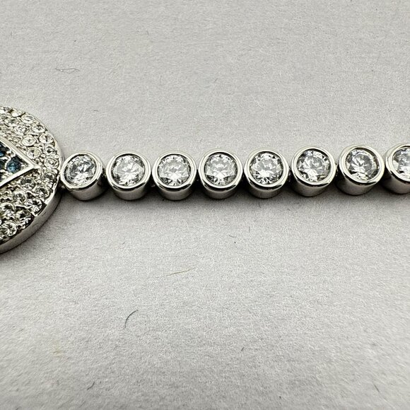 Joan Boyce Bracelet Evil Eye Angel Eye Talisman Silver Tone Blue Rhinestone - Picture 8 of 15